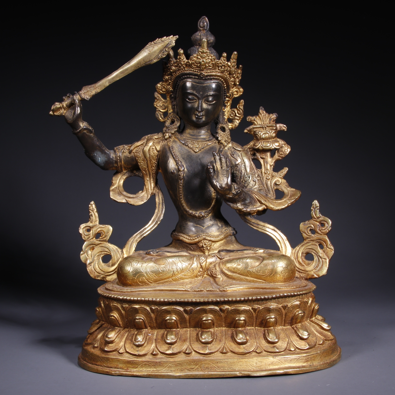 清 铜鎏金文殊菩萨 听雨轩 Z 87009