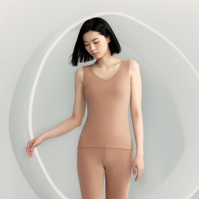 三枪保暖背心女款3A羊绒蚕丝裸感无痕贴身保暖上装30978A0