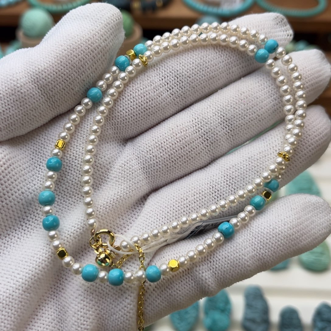 绿松石未镶嵌珠宝奇石蓝老型项链