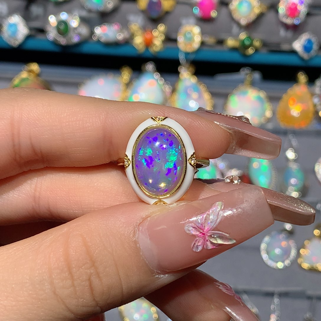 欧泊福利戒指银S925镶嵌