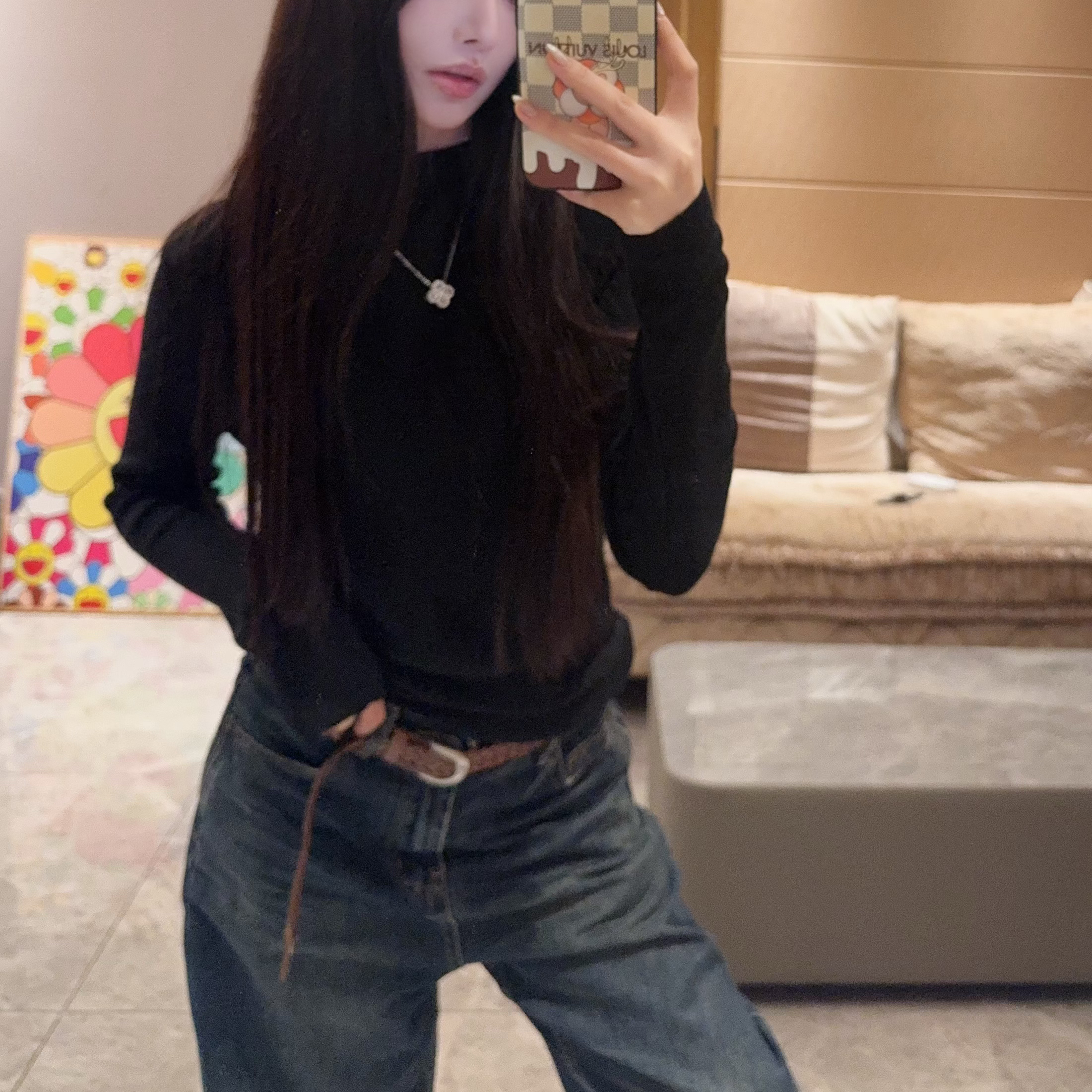 CTY 车泰妍老钱风极简净色半高领叠穿打底衫100%全羊毛