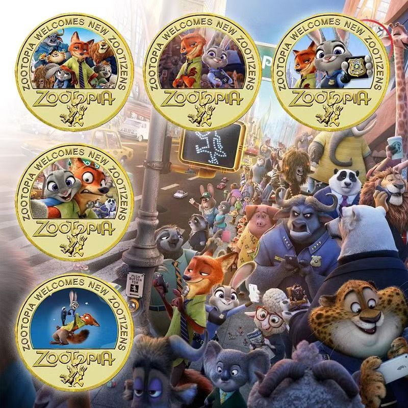 疯狂动物城纪念币动漫儿童礼物装徽章送闺蜜朋友同学金属创意礼品