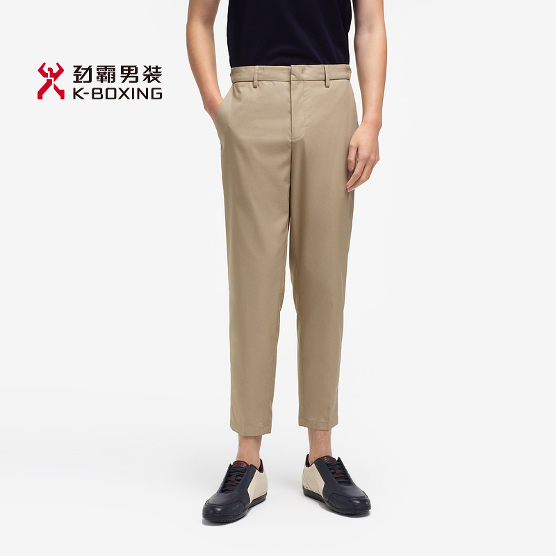 春秋男裤束脚劲霸裤子春夏轻商旅直筒锥形休闲九分裤│BSCE2344
