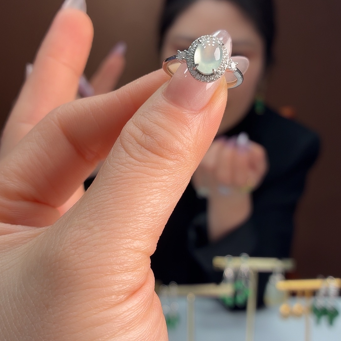 翡翠银S925镶嵌戒指