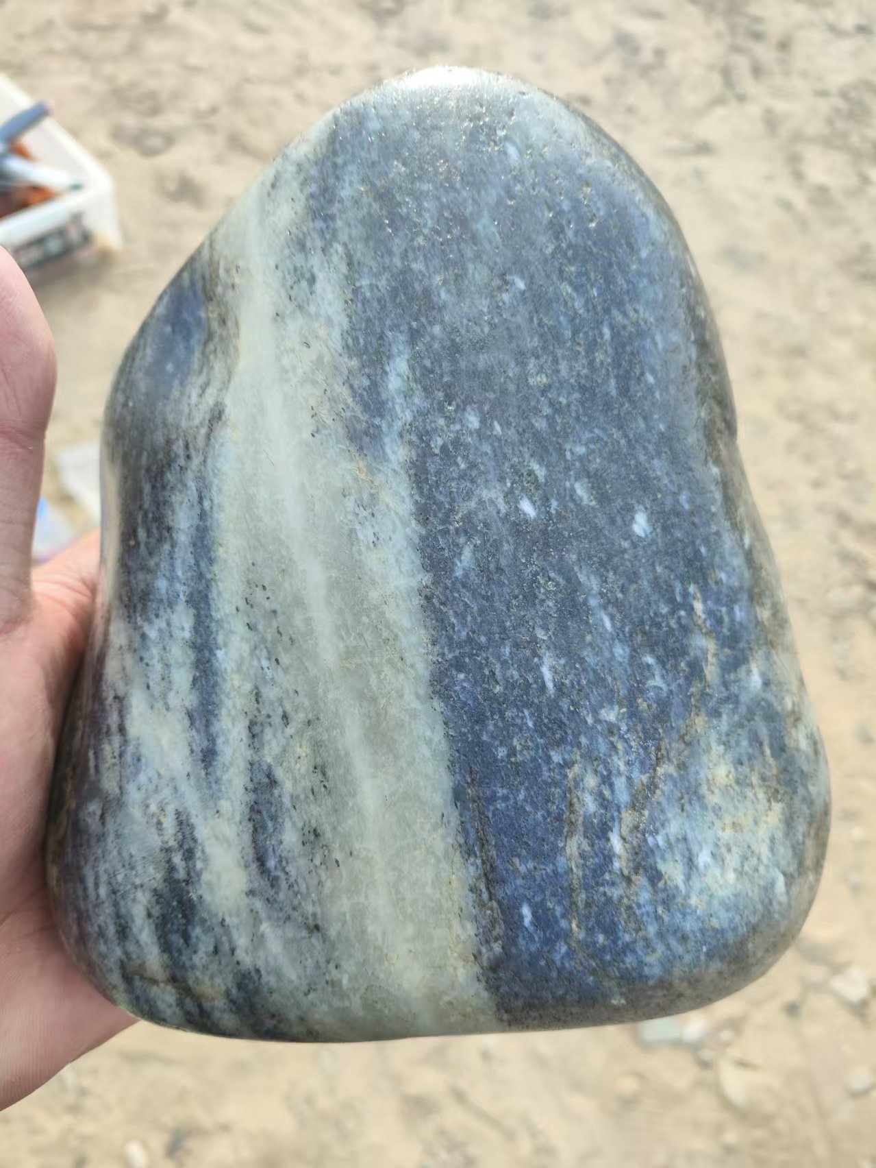 青花摆件天然红沁皮独籽无修老气装饰品