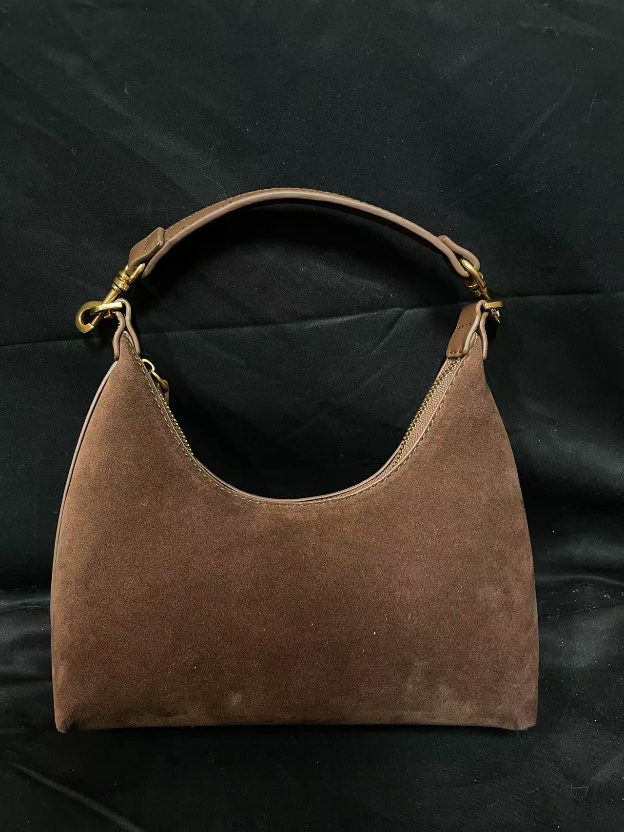 LQ-WITH-QUEEN真皮女包U腋下手提棕色-麂