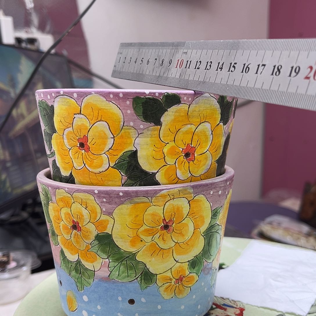 红陶景德镇纯手工手绘花器红桃泥