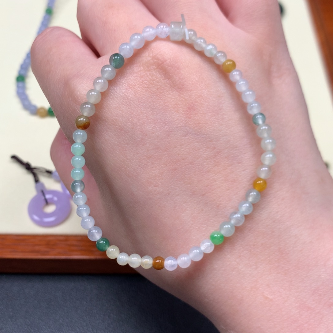 定制翡翠未镶嵌多宝手串