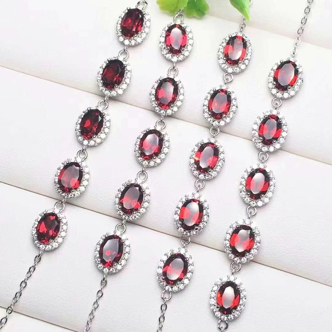 纯天然通透水晶宝石女S925银手链豪华精致轻奢时尚百搭气质