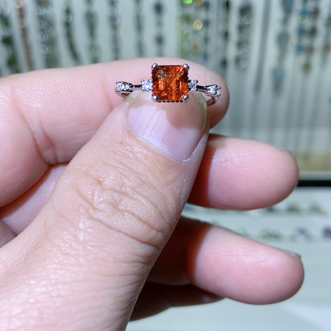 绿水晶戒指银S925镶嵌