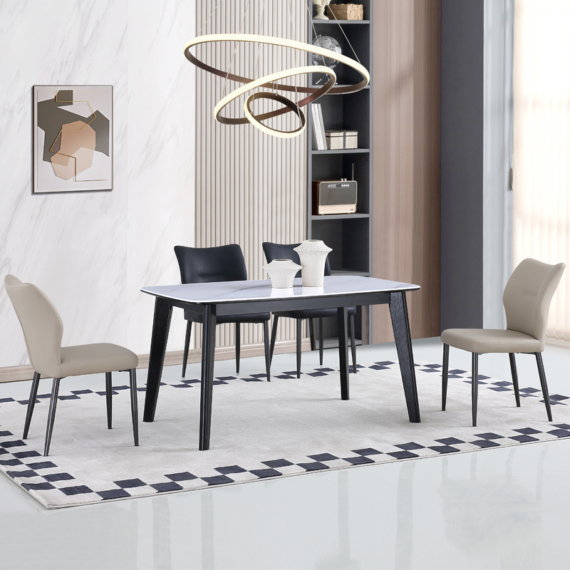 小户型微晶石餐桌轻奢极简餐桌餐椅组合设计师款长方形高端餐桌