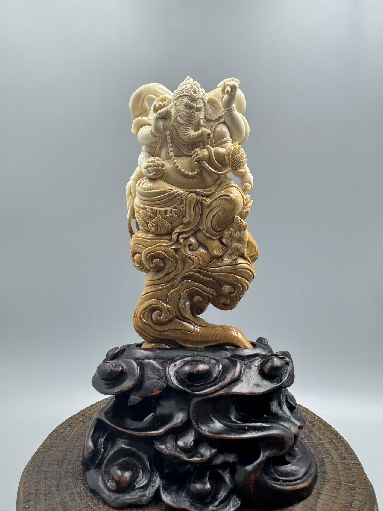 猛犸牙 云上象神 纯手工精雕 满雕 摆件 克重120.8g