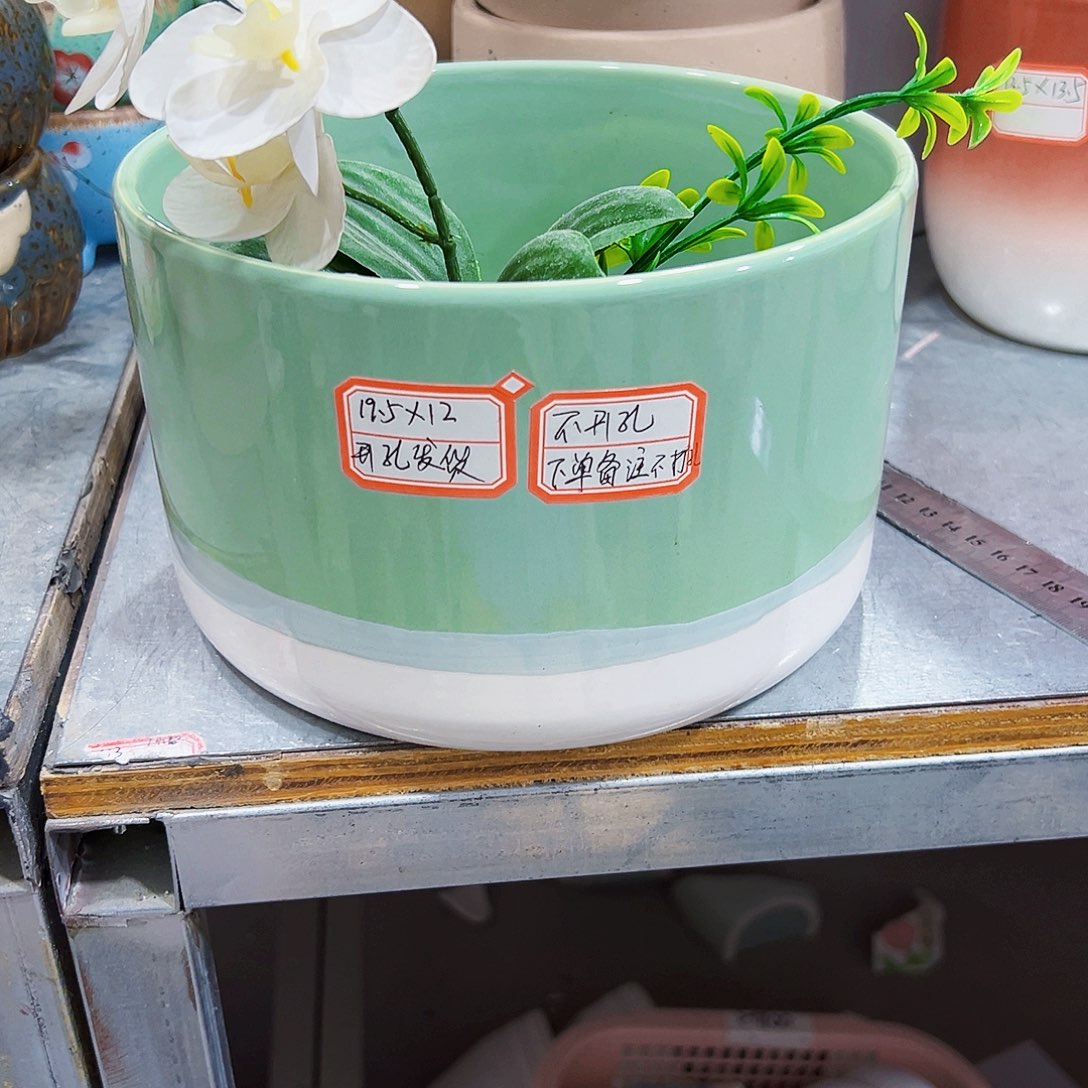 有孔，外贸尾单陶瓷花盆凑单10米包邮