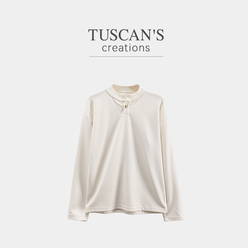 TUSCAN'S CREATIONS高领毛T恤冬季男士打底衫秋冬舒适百搭纯色