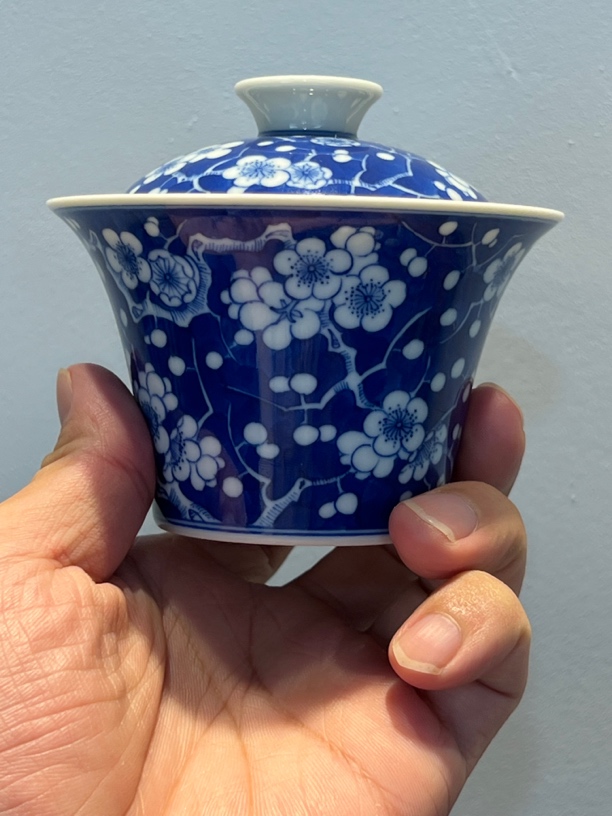 望月御品冰梅马蹄盖碗茶具口径9.2cm120cc