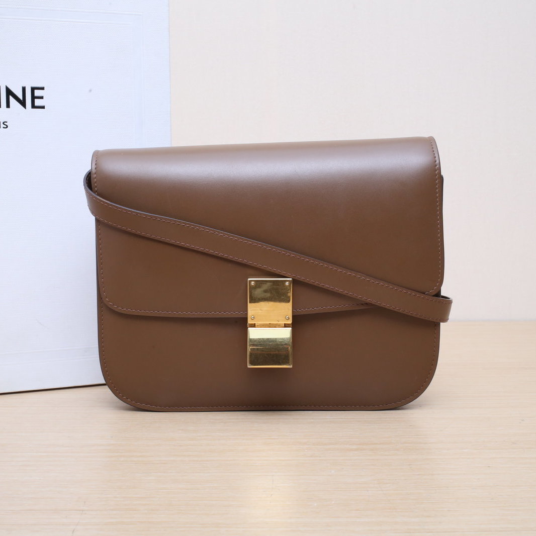 95新 Celine/思琳 小花JerryClassic Box 中号 棕色 肩包