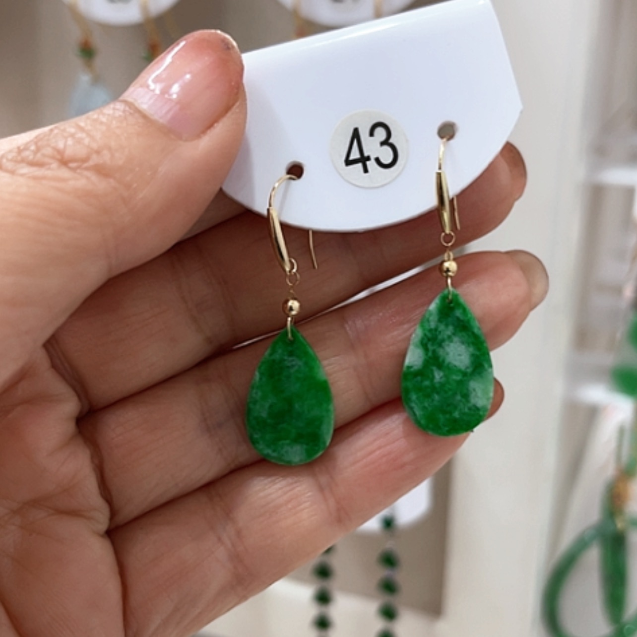 【闪购商品】翡翠耳饰18K金镶嵌翡翠耳坠
