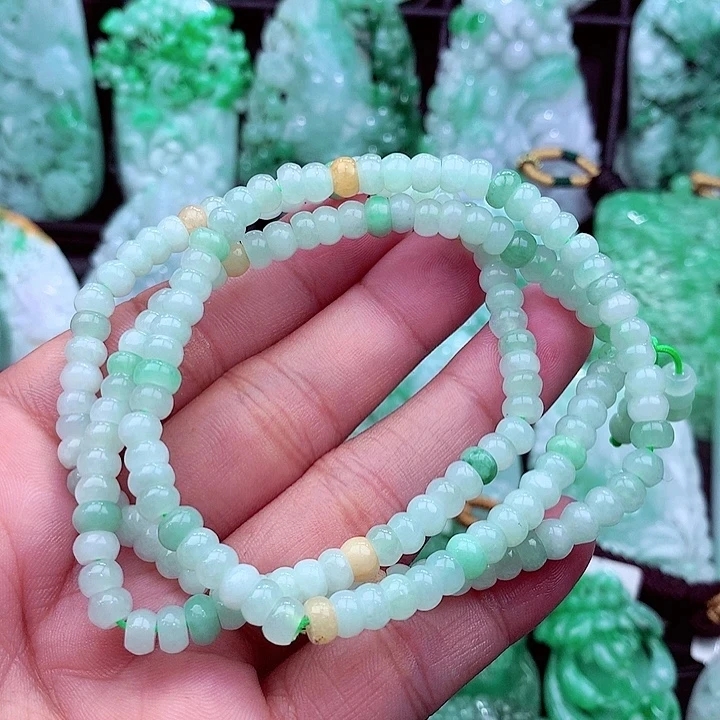 天然A货翡翠算盘珠