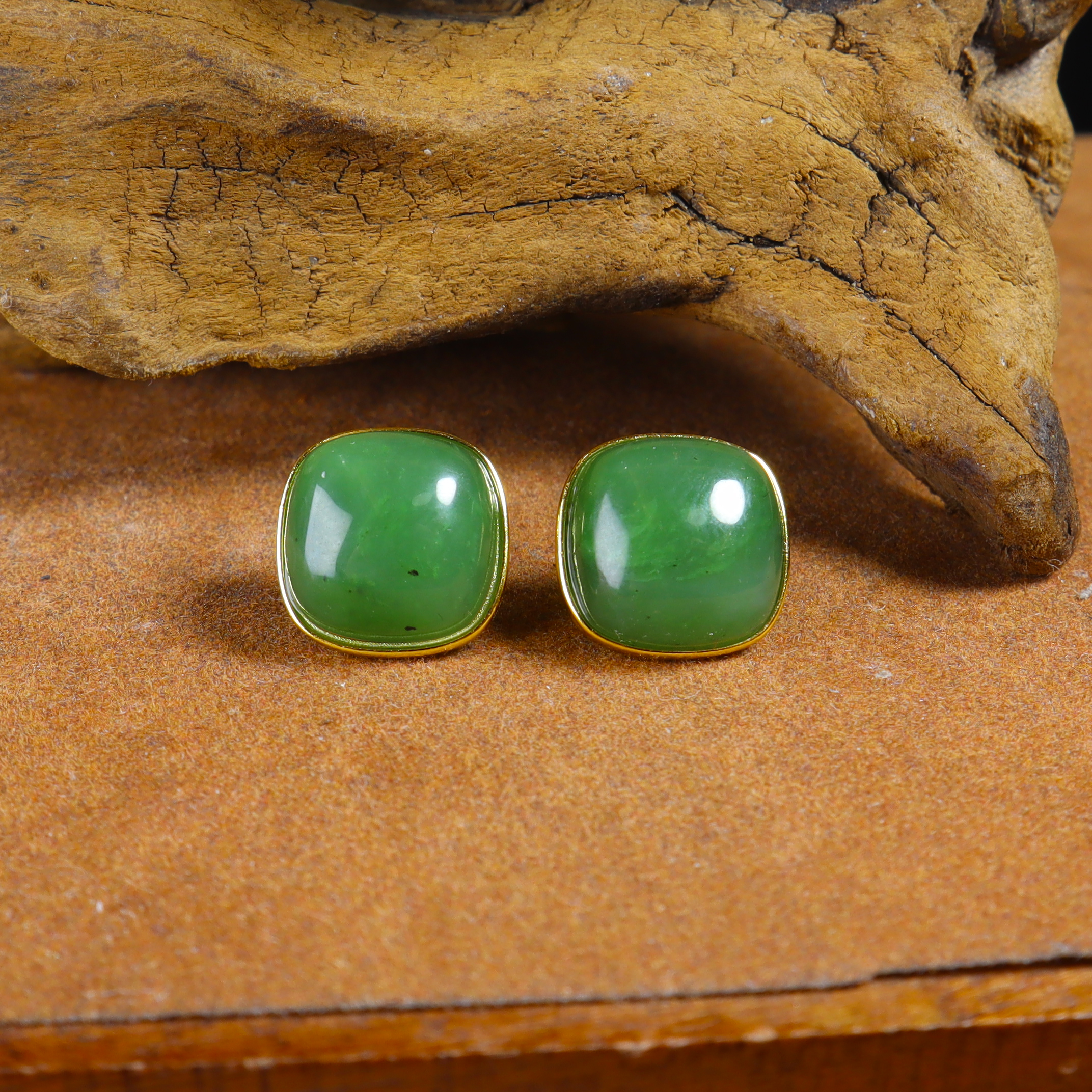 【年底福利】S925银丨和田玉方糖耳钉丨天然玉石丨多样性发一丨