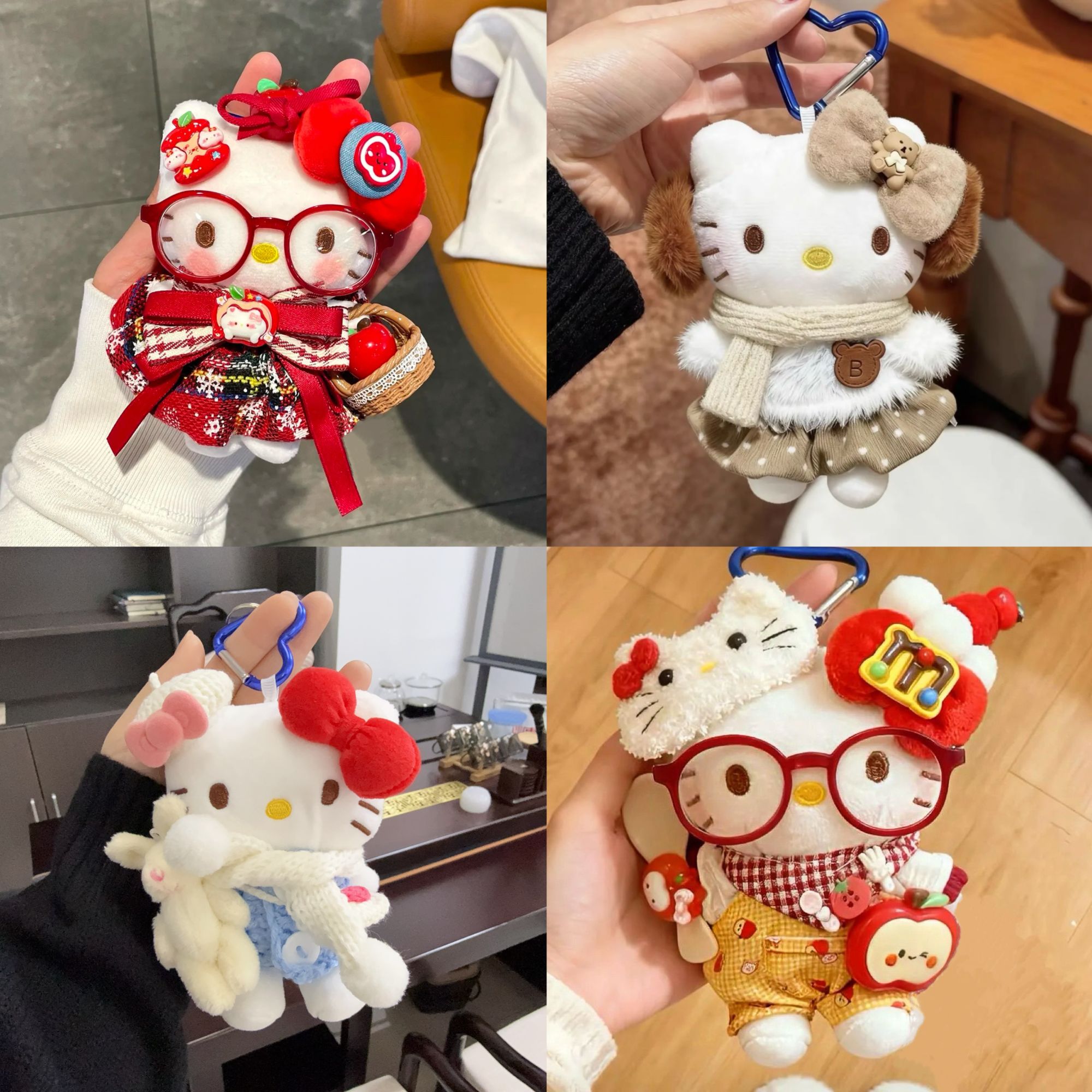 【平安果】凯蒂猫包包毛绒挂件2025新款手工车挂钥匙