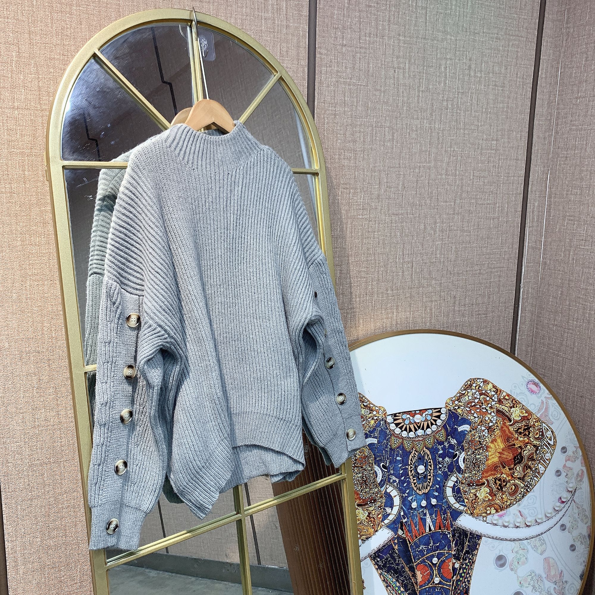 BR335孕妇灰色毛衣90-150