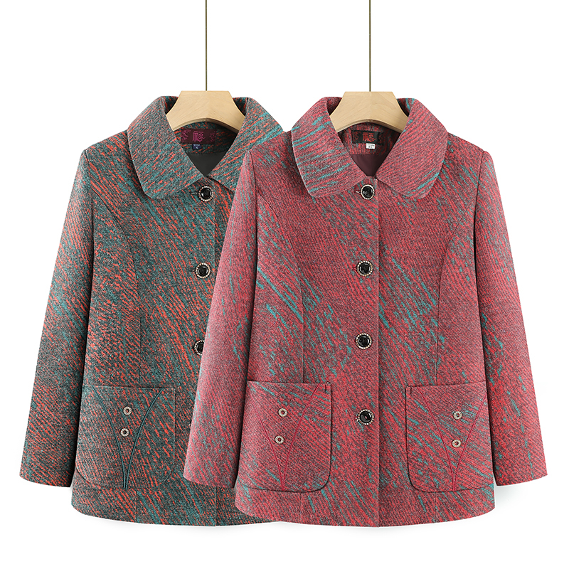 新款秋装外套中老年奶奶加绒保暖秋冬上衣妈妈装老太太时尚厚衣服