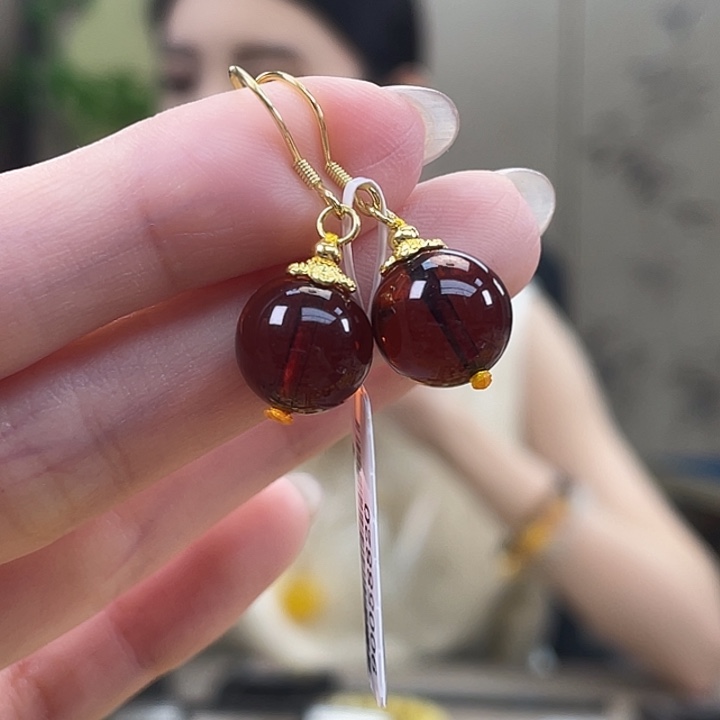 琥珀银S925镶嵌裸石琥珀蜜蜡J