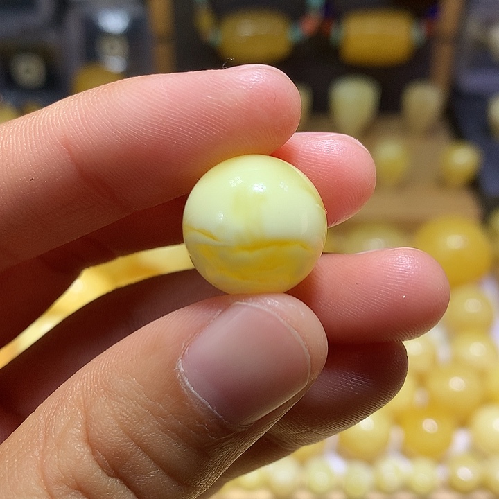 年***&蜜蜡未镶嵌裸石天然原矿金瓷白妖花圆珠16.4