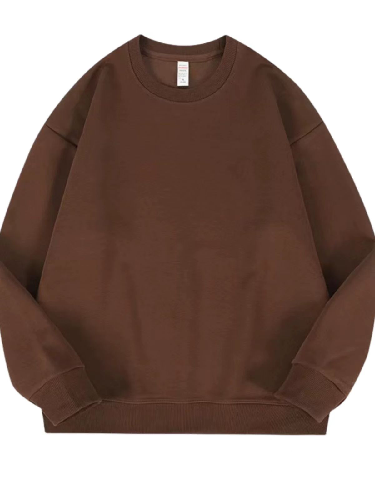 圆领休闲宽松青少年修身卫衣秋季美式纯色套头加绒