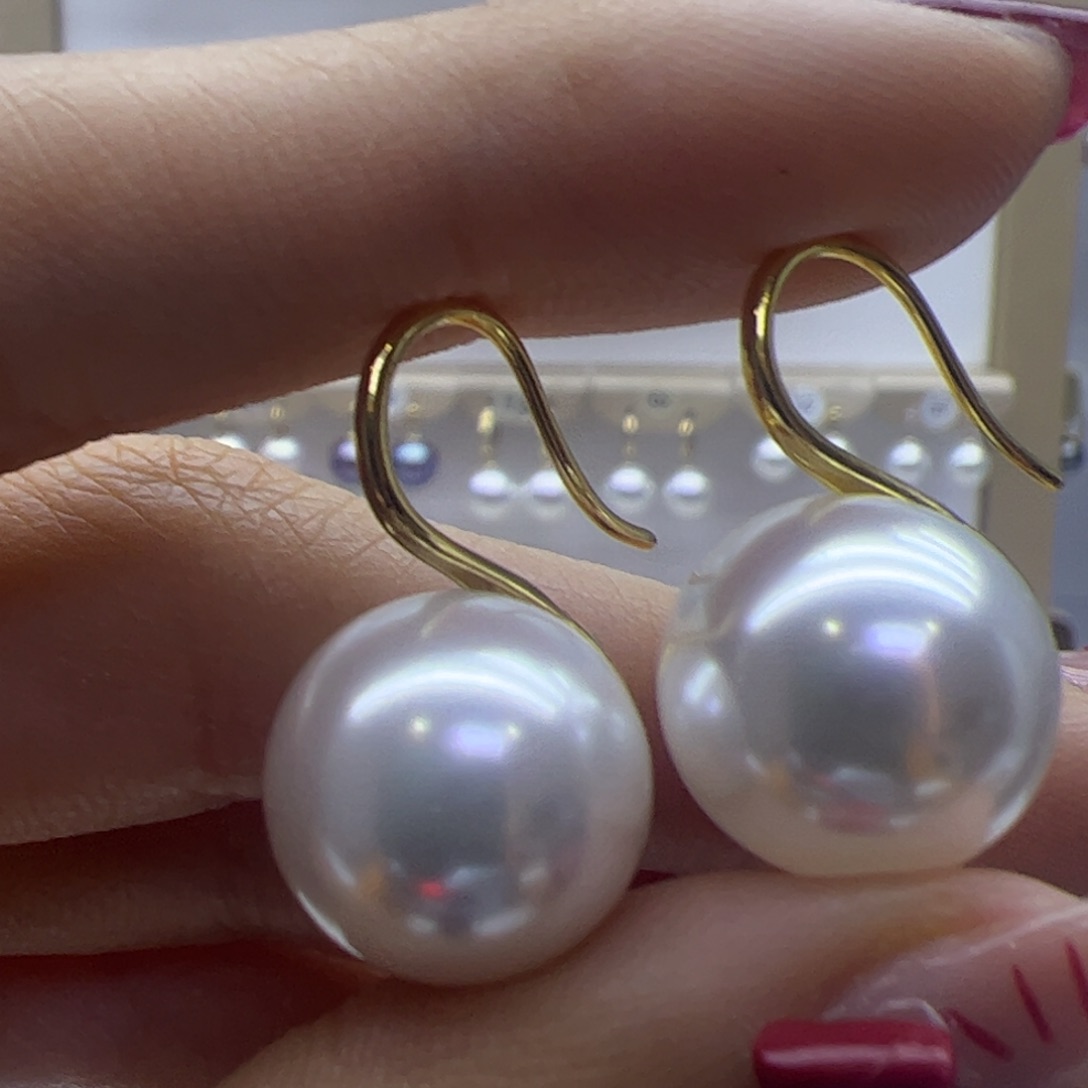 淡水珍珠耳饰18K金镶嵌