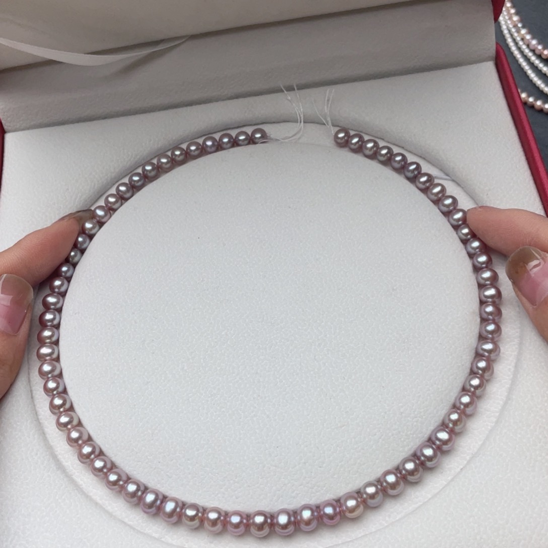 淡水珍珠项链银S925镶嵌6-7