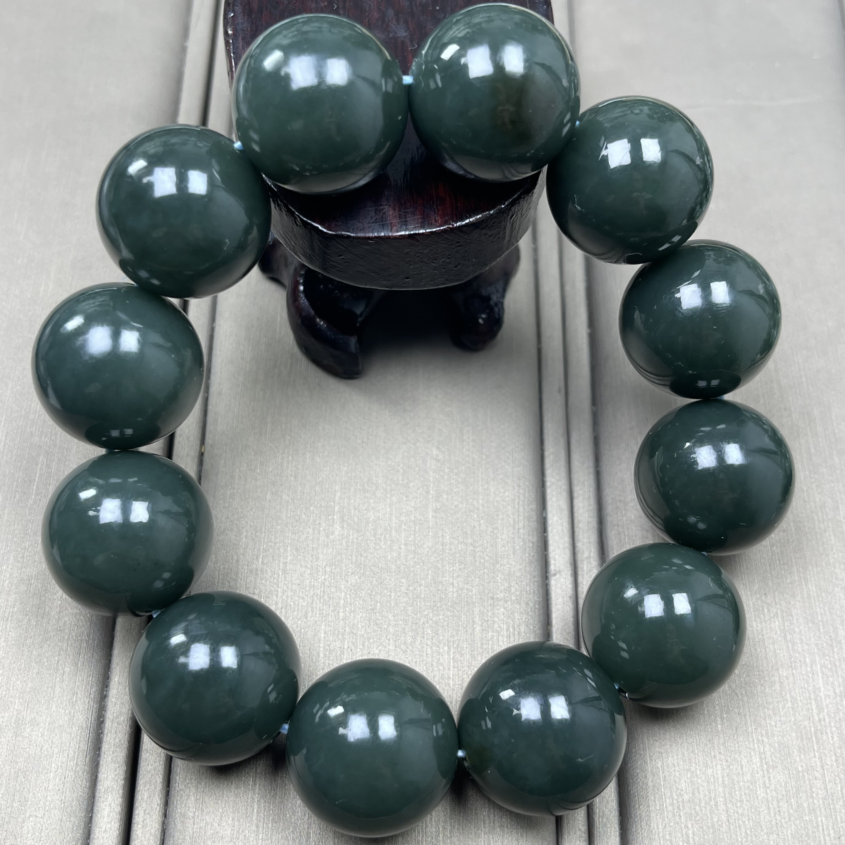 天然和田玉新疆且末蓝飘糖手串20mm一物一证精品