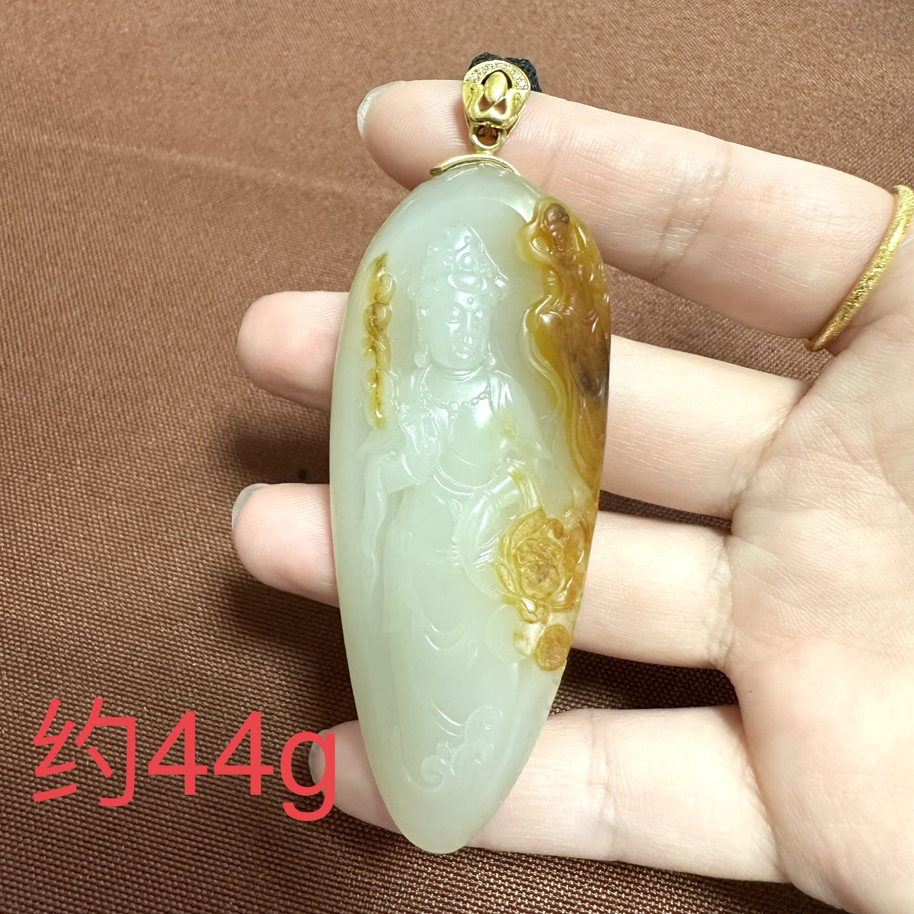 新疆和田玉观音吊坠重量约44g-H