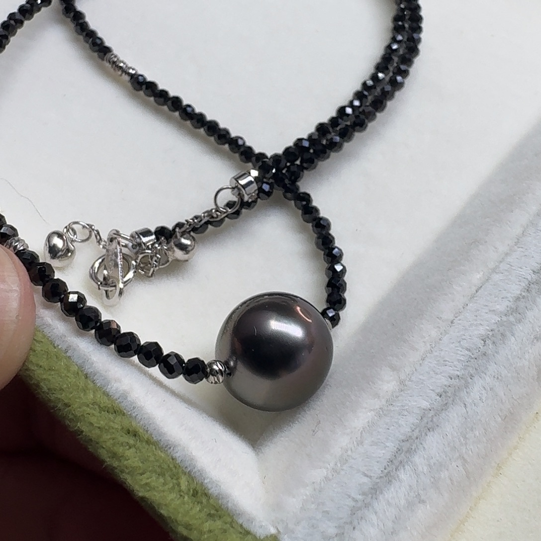 榆***玛海水珍珠银S925镶嵌颈饰海水大溪地项链10.7mm