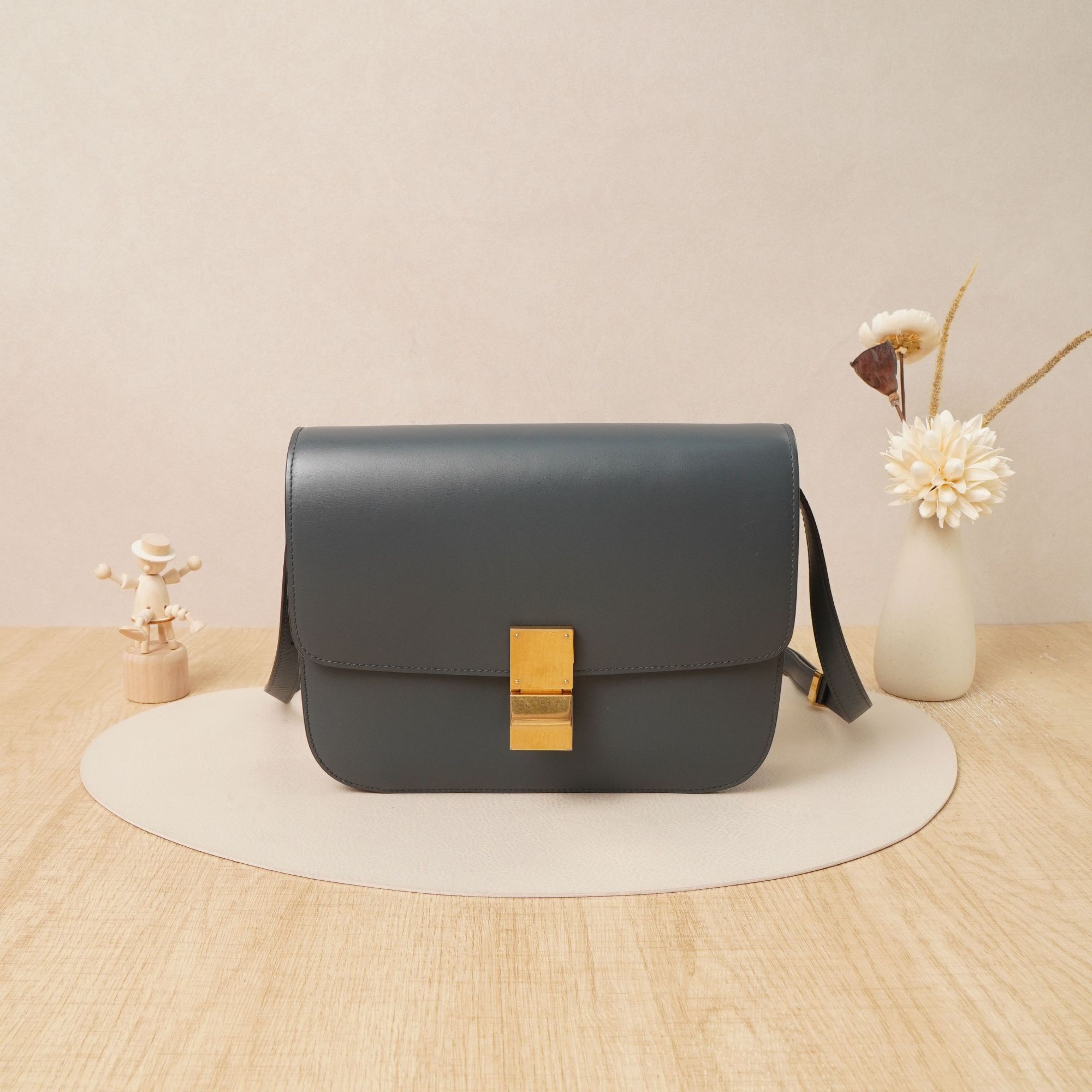 95新 Celine/思琳  赛琳box豆腐包蓝色/ DS200618