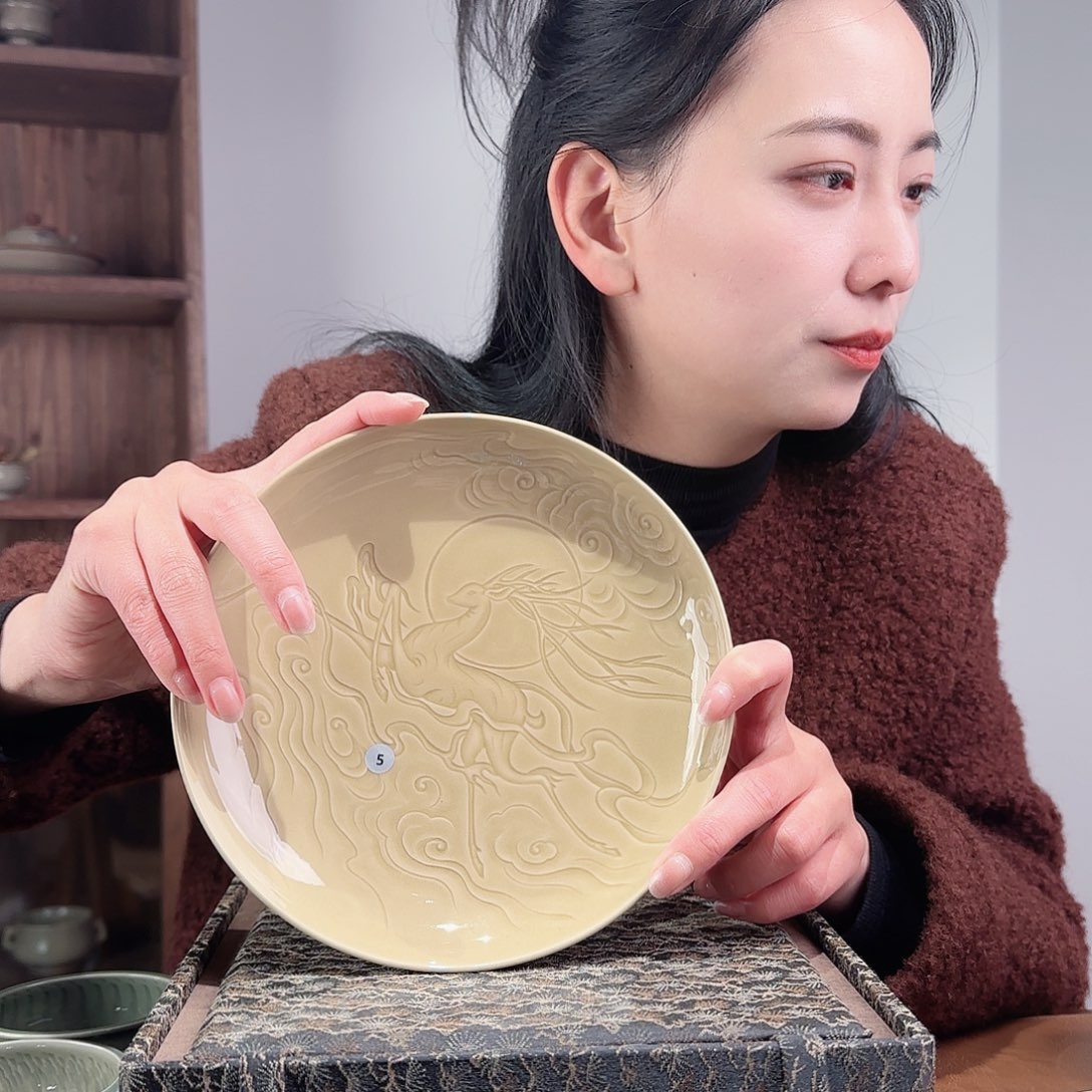 瓷摆件一路有你米黄壶承