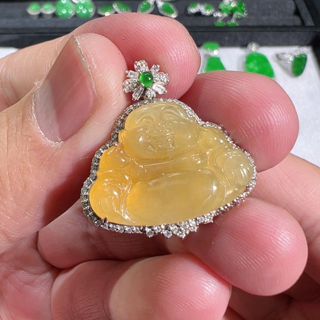 【闪购商品】翡翠吊坠(不含链)18K金镶嵌