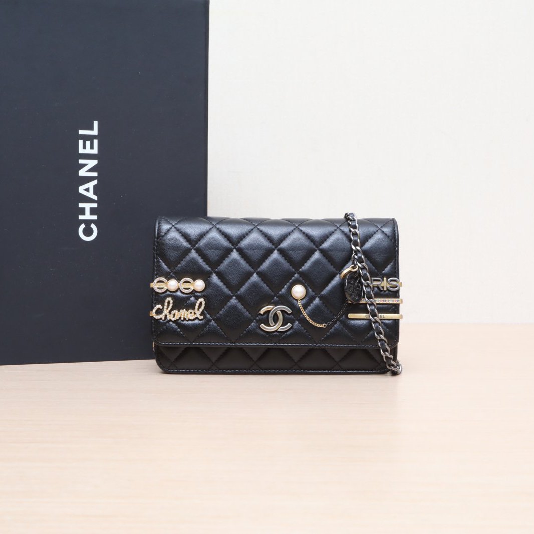 95新 Chanel/香奈儿 【娇】斜挎包CF WOC 19cm 黑色芯片开945221
