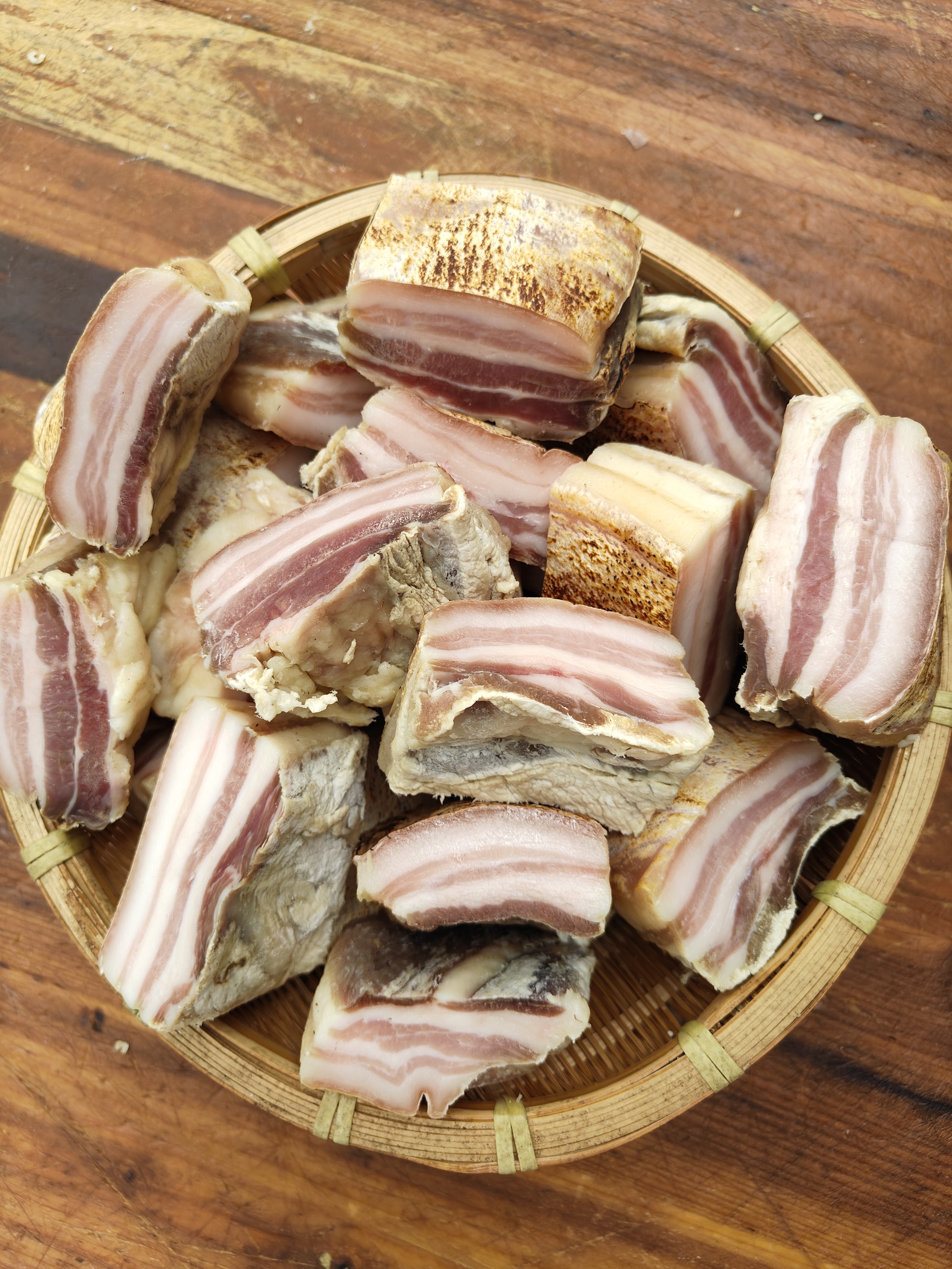 大别山黑猪肉黑猪腊肉安徽腊肉咸肉切小块五花肉(6~10块2斤)