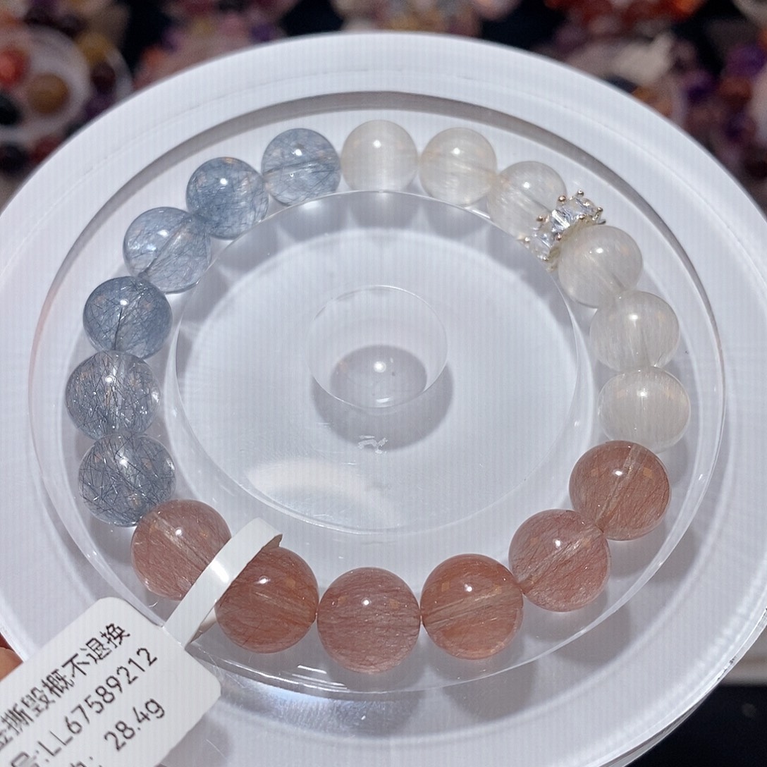 水晶手链合金F彩兔毛10