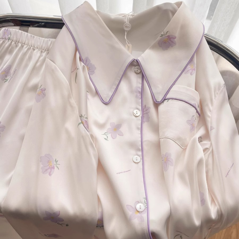 宽松休闲居家舒适睡衣女长裤长袖两件套2025春季新款常规款家居服