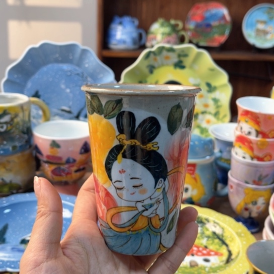 杯全手工手绘景德镇高温瓷