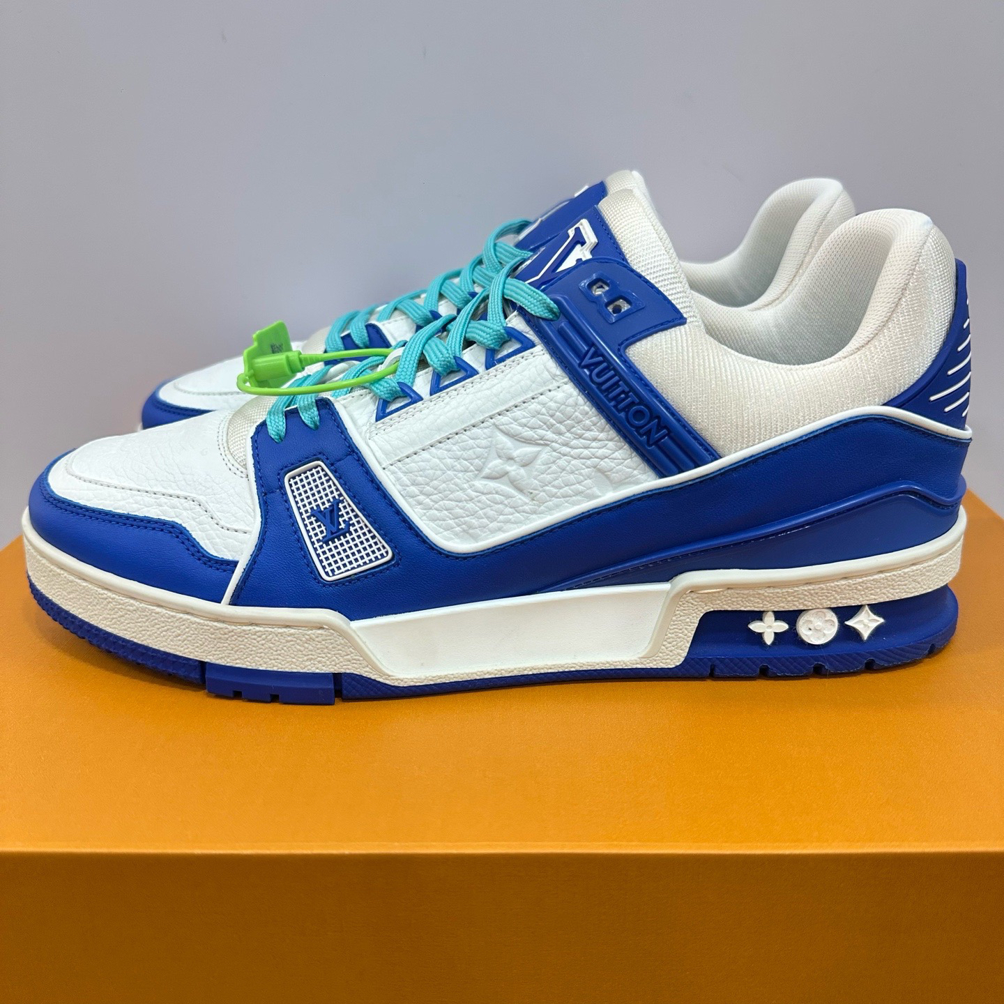 99新 LouisVuitton/路易威登 41码 路易威登 LV trainer 蓝白板鞋