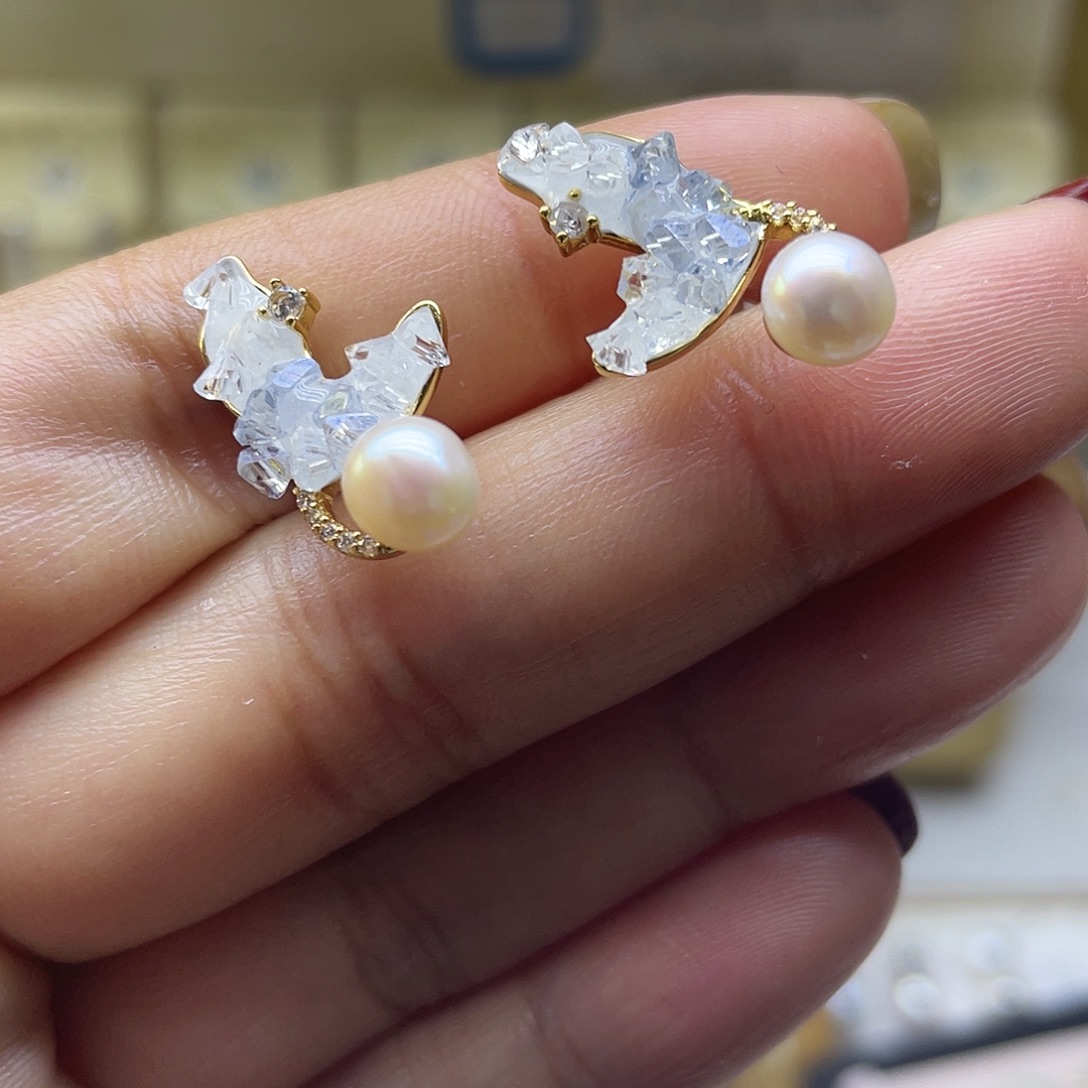 耳饰淡水珍珠银S925镶嵌