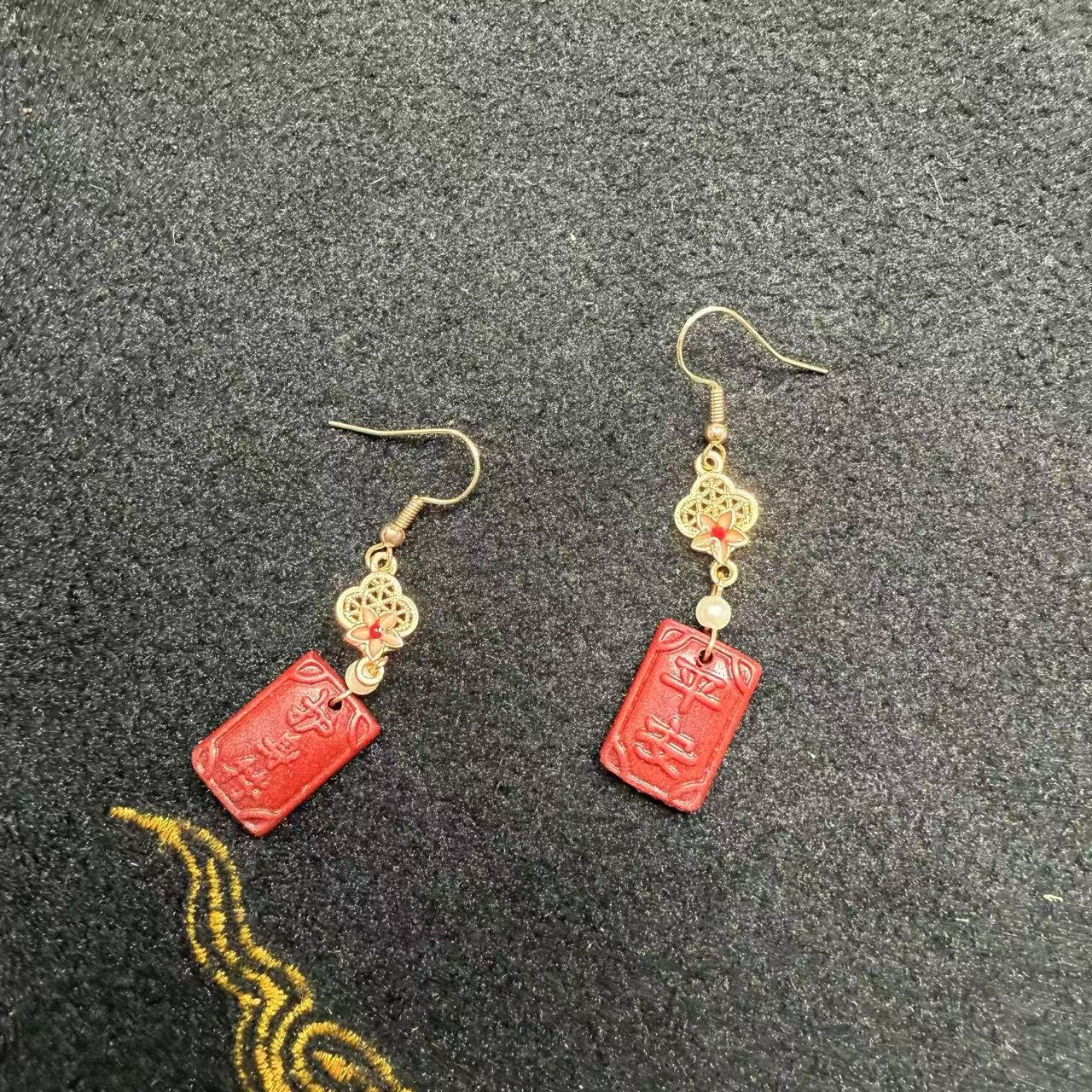 含辰砂工艺品天然紫金砂朱砂耳坠-v872-多样性发一