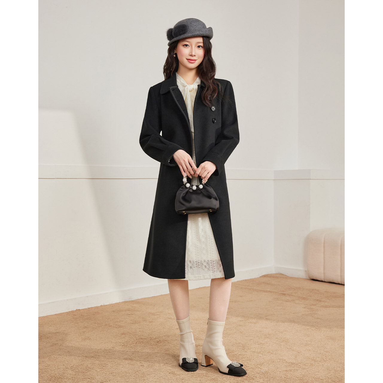 【小个子专属】IEF/爱依服2025冬季新款通勤气质高级保暖呢绒长外套