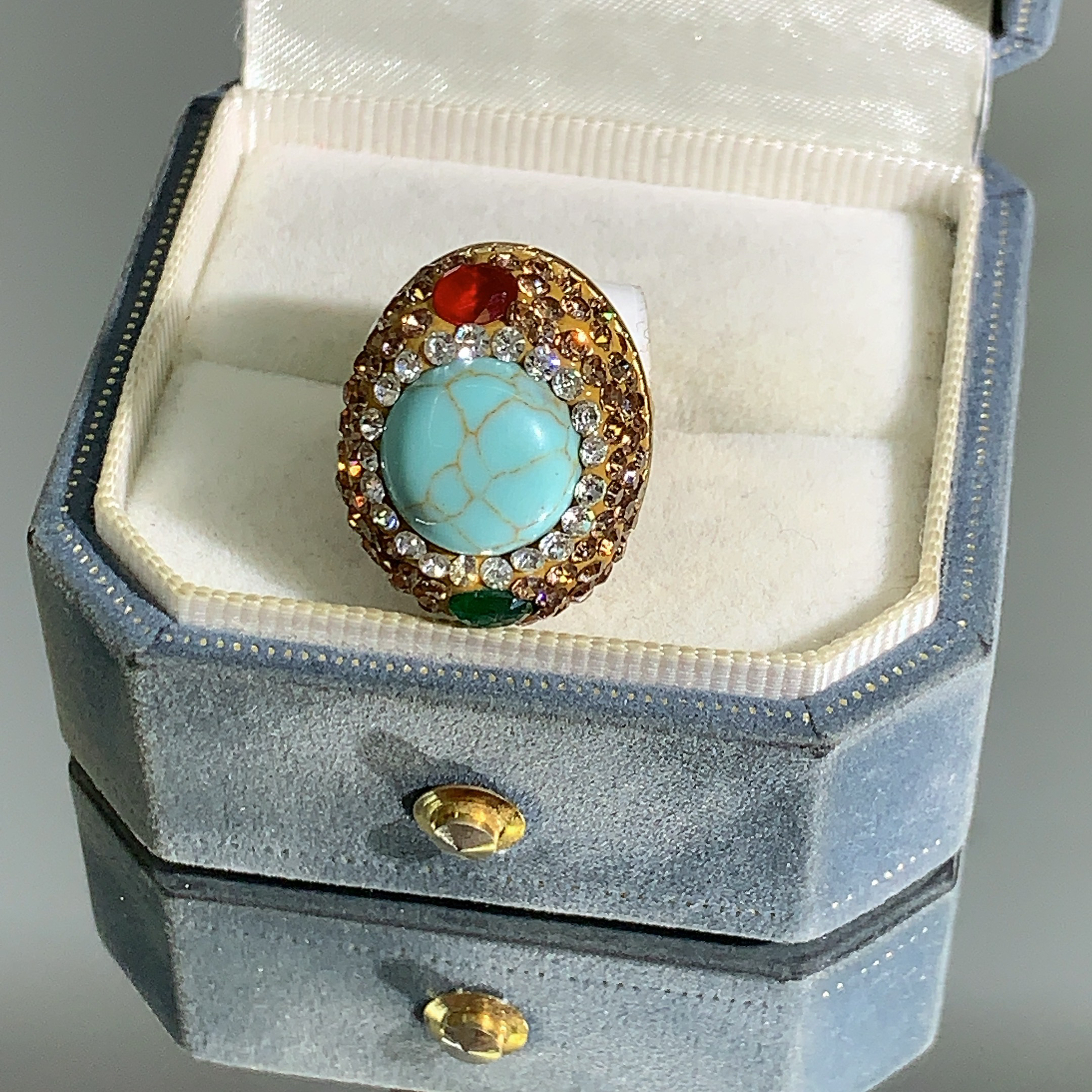 铜合金合成锆石戒指 TTSD 蓝色时尚潮流百搭款戒指 250