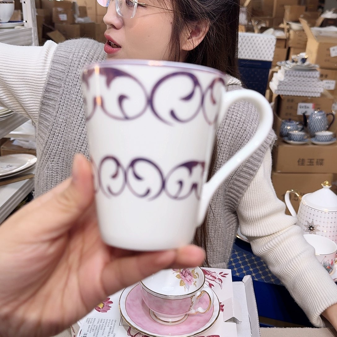 骨瓷高骨马克杯400ml2只外贸尾单