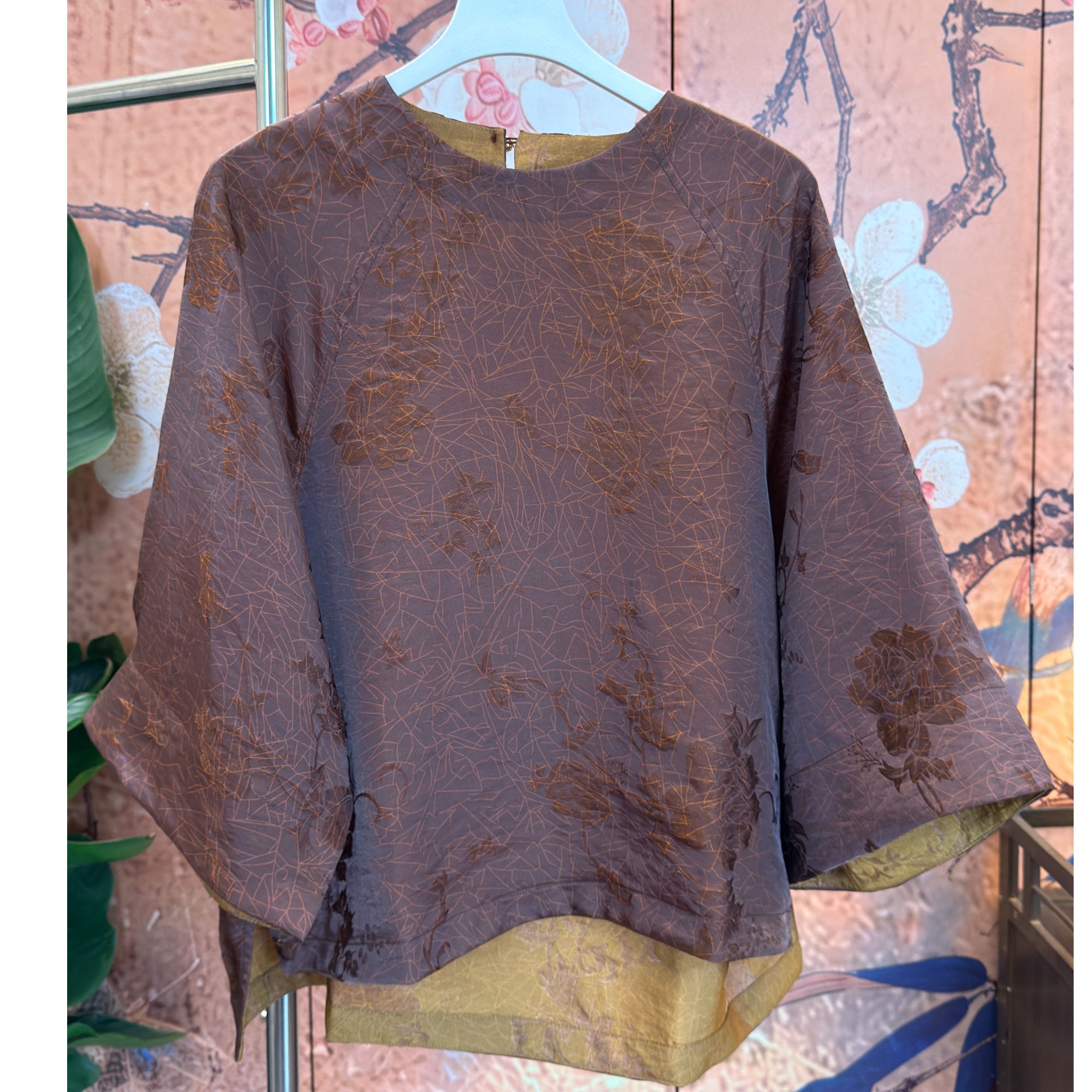 婀娜多姿—桑蚕丝双面双穿上衣提花新中式正肩小衫9075