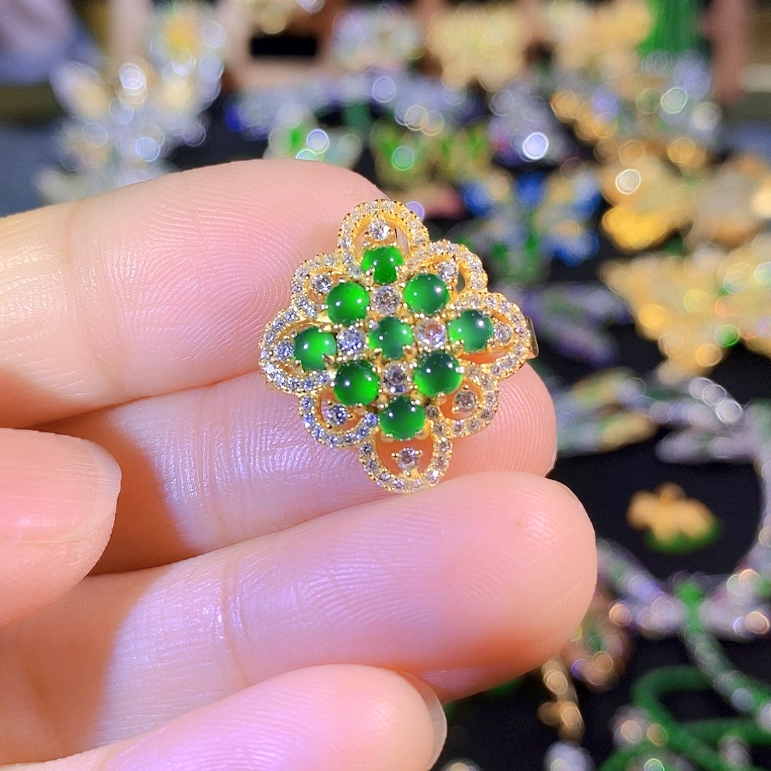 吊坠(不含链)银S925镶嵌翡翠